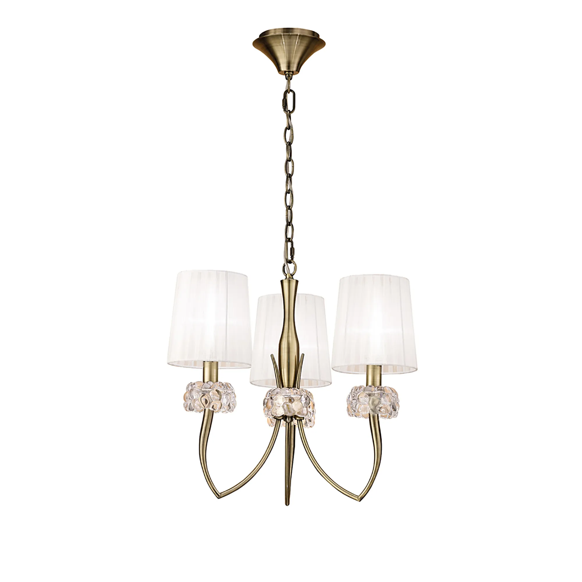 Loewe Antique Brass-White Ceiling Lights Mantra Multi Arm Fittings